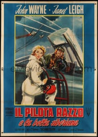 3w144 JET PILOT Italian 2p 1958 Nano art John Wayne & Janet Leigh, Howard Hughes, very rare!