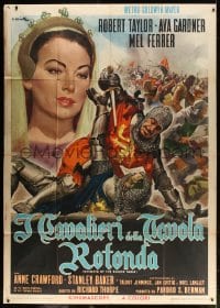 3w146 KNIGHTS OF THE ROUND TABLE Italian 2p R1964 cool Ciriello art of Robert Taylor & Ava Gardner!