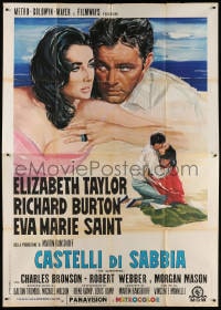 3w181 SANDPIPER Italian 2p 1965 great different art of sexy Elizabeth Taylor & Richard Burton!