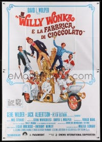 3w207 WILLY WONKA & THE CHOCOLATE FACTORY Italian 2p 1971 Gene Wilder classic, great fantasy art!