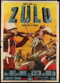 3w210 ZULU style A Italian 2p 1964 different violent Nistri art of Stanley Baker & Michael Caine!