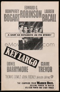 3w052 KEY LARGO pressbook 1948 Humphrey Bogart, Lauren Bacall, Edward G. Robinson, Huston, rare!