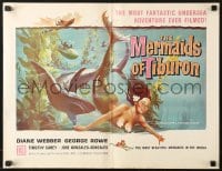 3w058 MERMAIDS OF TIBURON pressbook 1962 fantastic underwater art of sexy mermaid & shark!