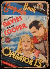 3w065 OPERATOR 13 pressbook 1934 Gary Cooper & Marion Davies, includes tipped in full-color herald!