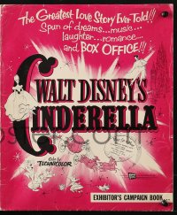 3w030 CINDERELLA 38pg exhibitor's campaign book R1957 Walt Disney classic cartoon, very elaborate!