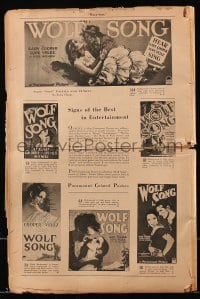 3w088 WOLF SONG pressbook 1929 Gary Cooper & Lupe Velez in a Paramount singing romance, rare!