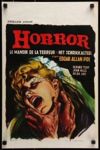 3y292 BLANCHEVILLE MONSTER Belgian 1963 Edgar Allan Poe, Horror, cool art of victim!