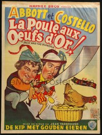 3y321 JACK & THE BEANSTALK Belgian 1952 Abbott & Costello, their first picture in color!