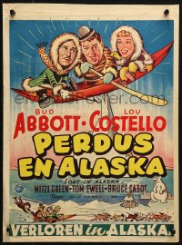 3y326 LOST IN ALASKA Belgian 1953 artwork of wacky Bud Abbott & Lou Costello in arctic!
