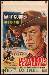 3y334 NORTH WEST MOUNTED POLICE Belgian R1950s Cecil B. DeMille, close-up art of Gary Cooper!