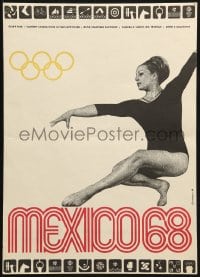 3y157 MEXICO '68 Czech 11x16 1968 great image of Olympic gymnast and art symbols by Otto Matanelli!