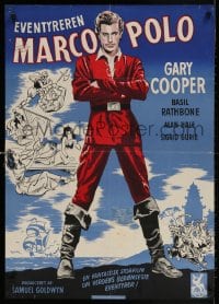 3y037 ADVENTURES OF MARCO POLO Danish R1949 Gary Cooper, Basil Rathbone, Wenzel art!