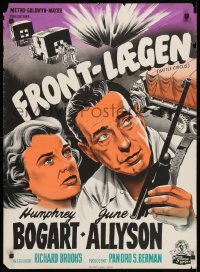 3y038 BATTLE CIRCUS Danish 1954 great artwork of Humphrey Bogart w/gun & June Allyson!