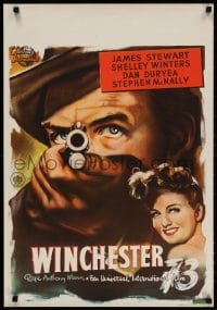 3y013 WINCHESTER '73 Dutch 1950 art of James Stewart with rifle over Shelley Winters, Anthony Mann!