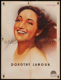 3y449 DOROTHY LAMOUR French 24x31 1940s great Roger Soubie art of sexy actress!