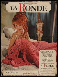 3y459 LA RONDE French 23x31 1964 best image of naked Jane Fonda in bed, directed by Roger Vadim!