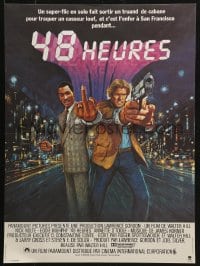 3y481 48 HRS. French 15x21 1983 Nick Nolte is a cop who hates Eddie Murphy who is a convict!