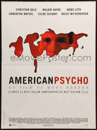 3y487 AMERICAN PSYCHO French 16x21 2000 bloody image of psychotic yuppie killer Christian Bale!