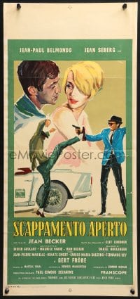 3y882 BACKFIRE Italian locandina 1964 great Ercole Brini art of Jean Seberg & Jean-Paul Belmondo!