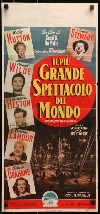 3y911 GREATEST SHOW ON EARTH Italian locandina 1953 James Stewart, Betty Hutton & Emmett Kelly!