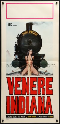 3y929 NAKED IN THE SUN Italian locandina R1970s different art of naked woman tied to tracks!