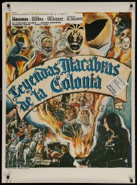 3y009 LEYENDAS MACABRAS DE LA COLONIA Mexican poster 1974 cool horror art of masked wrestlers!