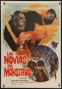 3y657 BRIDES OF BLOOD Spanish 1972 completely different art of monster with dismembered girl & more!