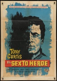 3y718 OUTSIDER Spanish 1962 great close up art of Tony Curtis as Ira Hayes of Iwo Jima fame!