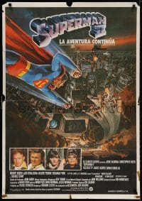 3y737 SUPERMAN II Spanish 1981 Christopher Reeve, Terence Stamp, cool art by Daniel Goozee!