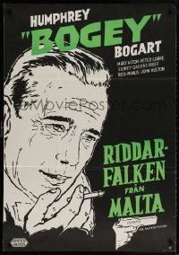 3y034 MALTESE FALCON Swedish R1966 smoking Humphrey Bogart, gun, John Huston film noir!