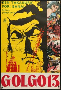 3y181 GOLGO 13 Yugoslavian 19x27 1973 Ken Takakura, Yasuo Yamada, cool espionage spy artwork!