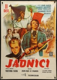 3y187 LES MISERABLES Yugoslavian 20x28 1960 different art of Jean Gabin as Jean Valjean!