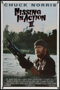 3z559 BRADDOCK: MISSING IN ACTION III int'l 1sh 1988 great image of Chuck Norris w/ M-60 machine gun