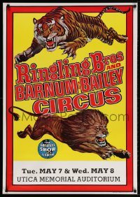 3z059 RINGLING BROS & BARNUM & BAILEY CIRCUS 28x40 circus poster 1973 art of a lion and a tiger!