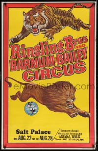 3z058 RINGLING BROS & BARNUM & BAILEY CIRCUS 28x43 circus poster 1969 art of a lion and a tiger!