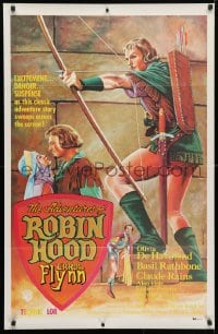 3z224 ADVENTURES OF ROBIN HOOD 27x41 Spanish commercial poster 1970s art of Errol Flynn & De Havilland!