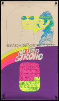 3z245 I AM LIVING STRONG 20x34 commercial poster 1969 Biblical quote from Joshua:1, colorful!