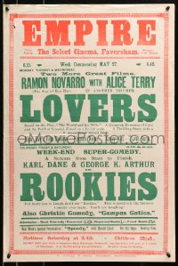 3z050 LOVERS/ROOKIES English double crown 1927 Ramon Novarro, Alice Terry, George K. Arthur, Karl Dane!