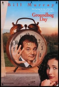 3z675 GROUNDHOG DAY 1sh 1993 Bill Murray, Andie MacDowell, directed by Harold Ramis!