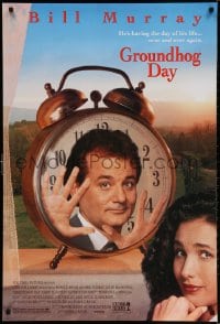 3z676 GROUNDHOG DAY DS 1sh 1993 Bill Murray, Andie MacDowell, directed by Harold Ramis!