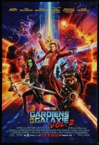 3z677 GUARDIANS OF THE GALAXY VOL. 2 int'l French language advance DS 1sh 2017 different cast image!