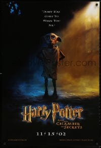 3z684 HARRY POTTER & THE CHAMBER OF SECRETS teaser 1sh 2002 Dobby has come to warn you!