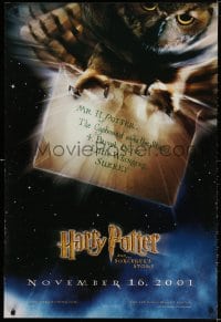 3z687 HARRY POTTER & THE PHILOSOPHER'S STONE teaser 1sh 2001 Hedwig the owl, Sorcerer's Stone!