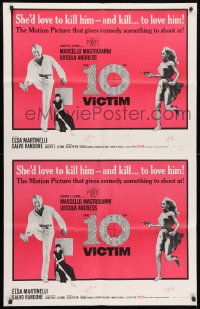 3z263 10th VICTIM uncut 1/2sh poster 1965 Marcello Mastroianni & sexy Ursula Andress!