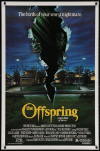 3z824 OFFSPRING 1sh 1987 Vincent Price, the birth of your worst nightmare, cool torn poster art!