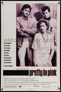 3z845 PRETTY IN PINK 1sh 1986 great portrait of Molly Ringwald, Andrew McCarthy & Jon Cryer!