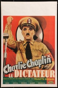 3z212 GREAT DICTATOR 14x21 Belgian REPRO poster 1940 Charlie Chaplin directs & stars, Goddard, wacky WWII comedy!