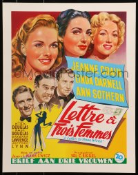 3z217 LETTER TO THREE WIVES 15x20 REPRO poster 1990s Crain, Darnell, Sothern, Douglas!