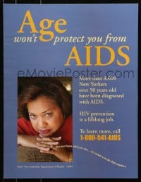 3z271 AGE WON'T PROTECT YOU FROM AIDS 17x22 special poster 1990s HIV/AIDS, woman with rings!