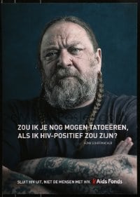 3z273 AIDS FONDS 17x24 Dutch special poster 2000s HIV/AIDS, close-up of Henk Schiffmacher!